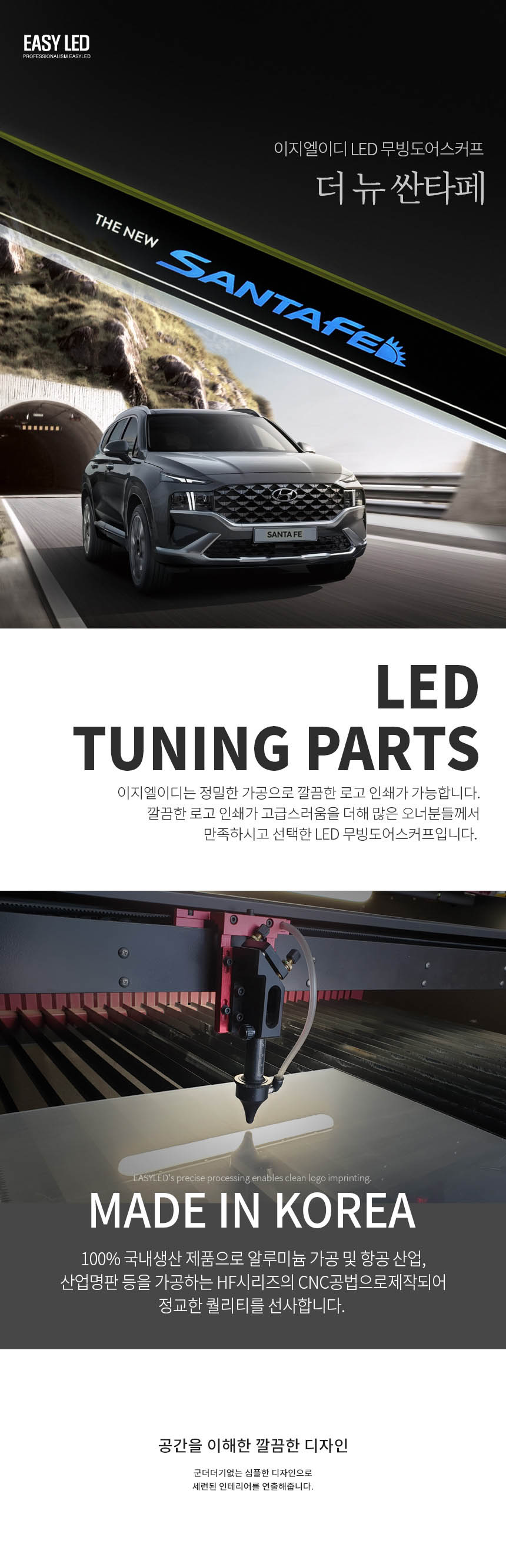 Светодиодные LED накладки дверных порогов Easy LED 4шт. на Hyundai Santa Fe TM Рестайлинг
