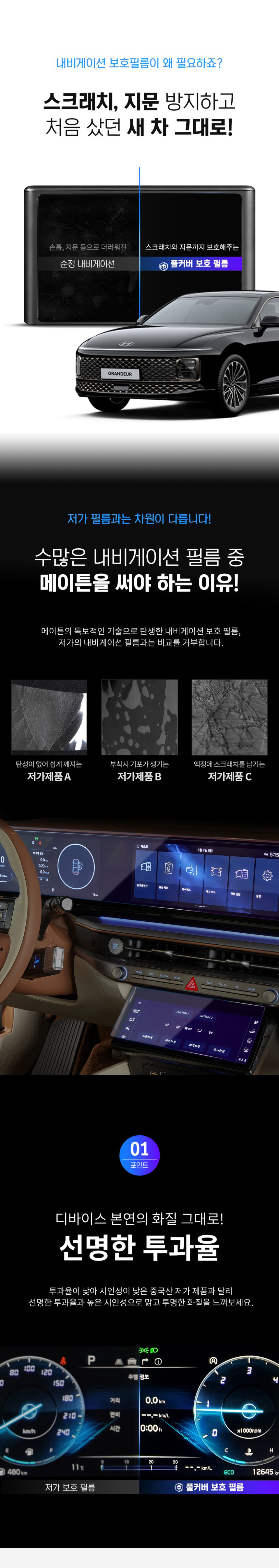 ЗАЩИТНАЯ ПЛЕНКА ДИСПЛЕЯ НАВИГАТОРА MAYTON НА HYUNDAI GRANDEUR GN7